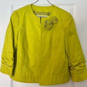 Green crop blazer/Jacket, 3/4  scrunch sleeves